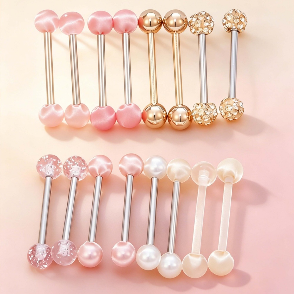 Body Jewelry Nipple Rings - 16pcs Assorted Color Ball Style Tongue