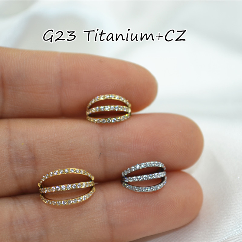 10pcs 16G CZ G23 Titanium Nose - Clicker Ring Seamless recensione e prezzo