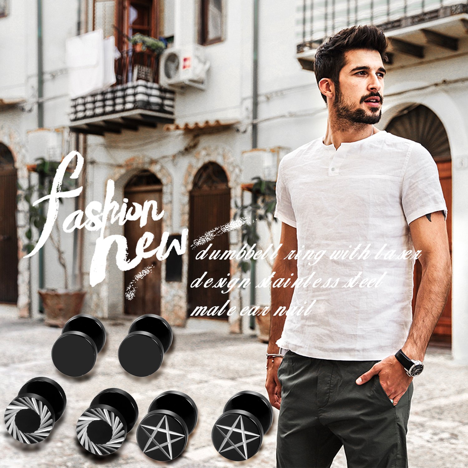 2Pcs/6Pcs Black Stainless Stee - Body Jewelry Ear Plugs recensione e prezzo