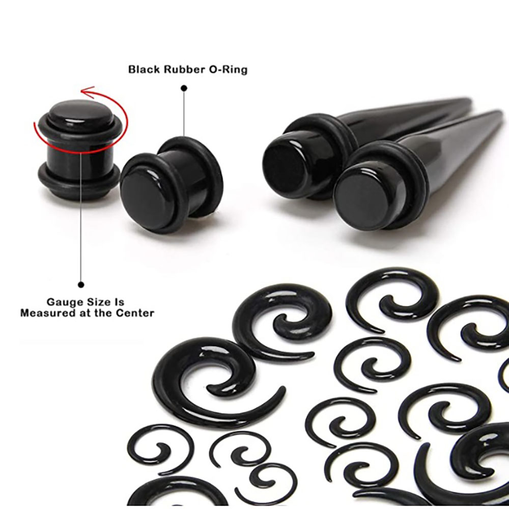 1 Set Ear Taper Kit Black Ear  - Body Jewelry Ear Plugs recensione e prezzo