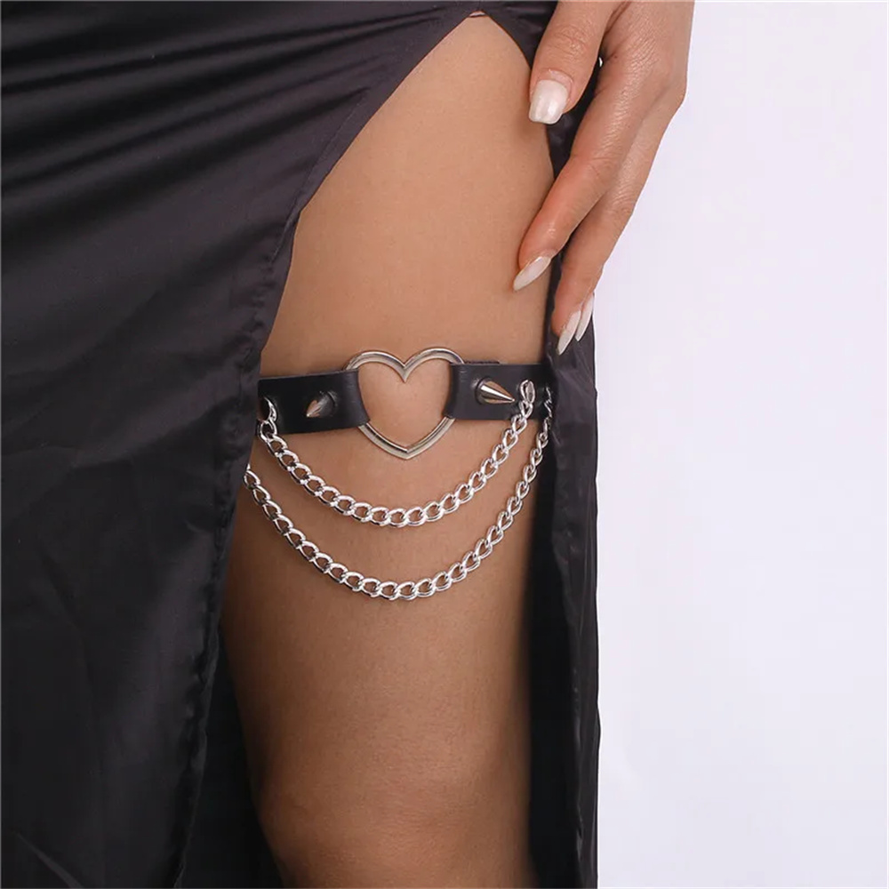 2024 Heart Leg Chain Leather E - Body Jewelry Thigh Chain recensione e prezzo