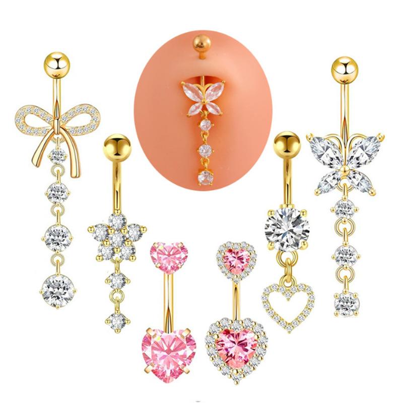 [LA]1Pc Simple Heart Navel Rin - Body Jewelry La recensione e prezzo