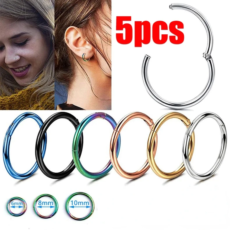5pc 6/8/10mm Nose Ring Hinged  - Clicker Ring Seamless recensione e prezzo