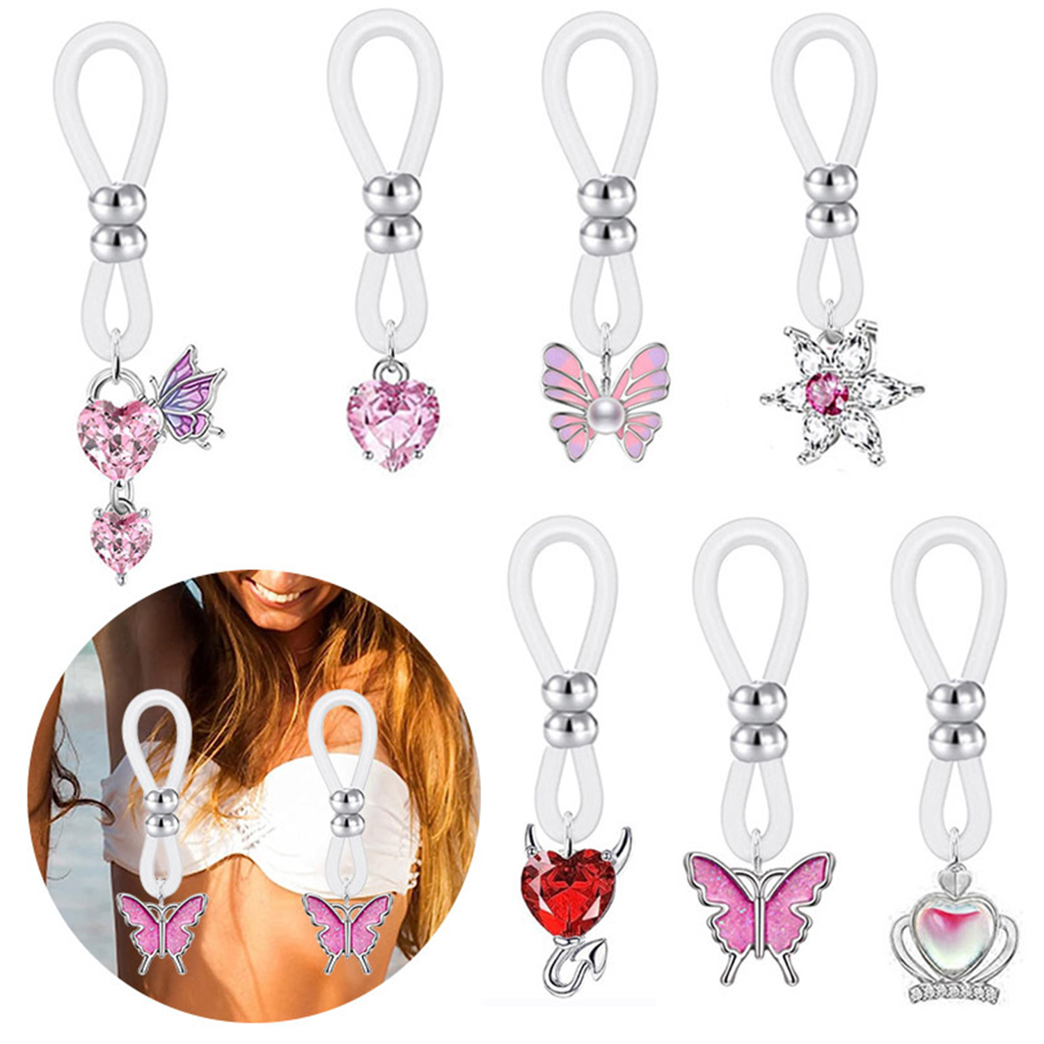Alloy Silicone Butterfly Heart - Body Jewelry Nipple Rings recensione e prezzo