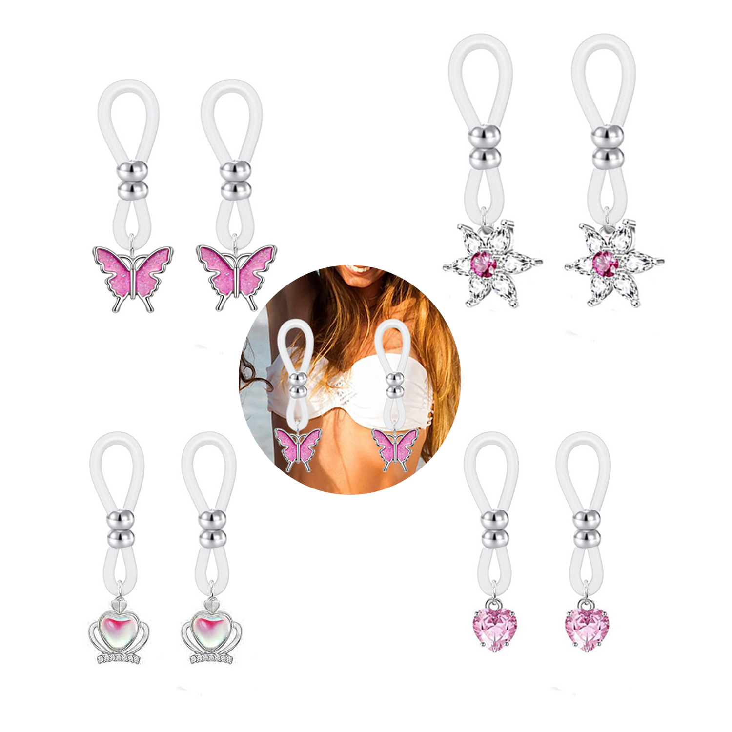 Alloy Silicone Butterfly Heart - Body Jewelry Nipple Rings recensione e prezzo