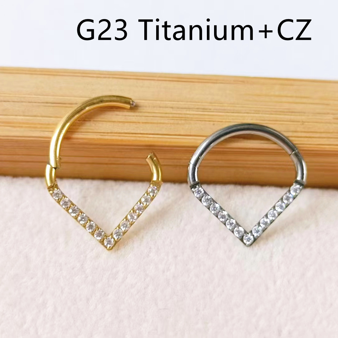 10pcs G23 Titanium F136 CZ Hea - Clicker Ring Seamless recensione e prezzo