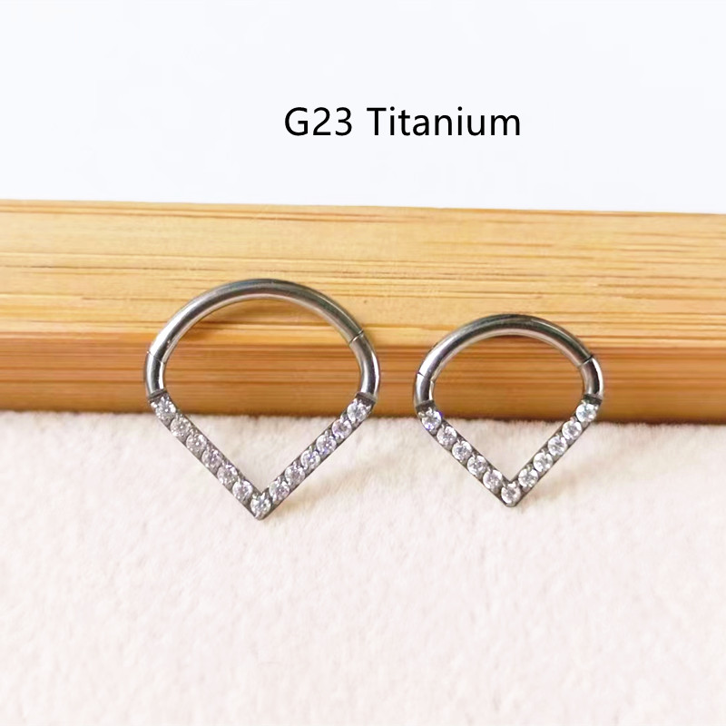 10pcs G23 Titanium F136 CZ Hea - Clicker Ring Seamless recensione e prezzo