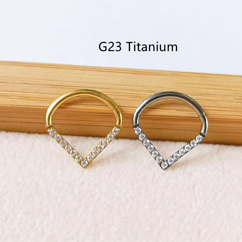 10pcs G23 Titanium F136 CZ Hea - Clicker Ring Seamless recensione e prezzo