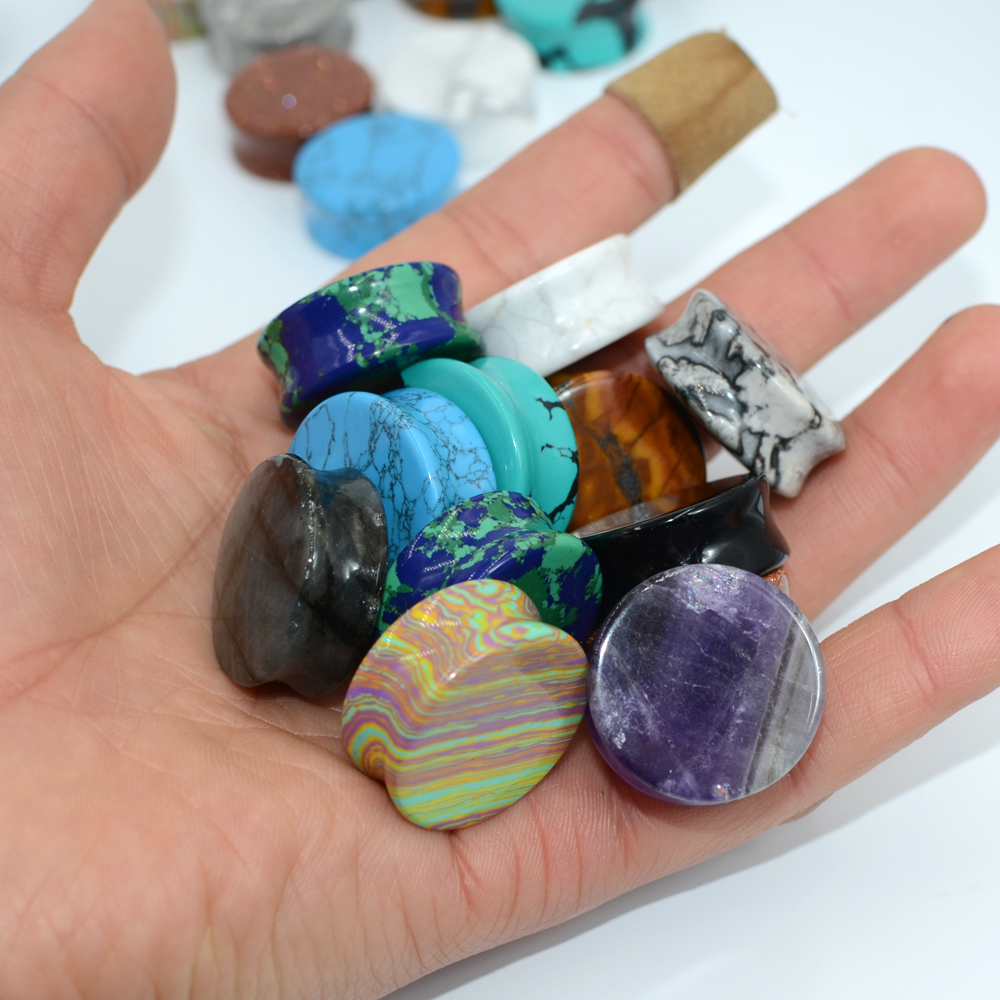 2PCS Natural Stone Double Flar - Body Jewelry Ear Plugs recensione e prezzo