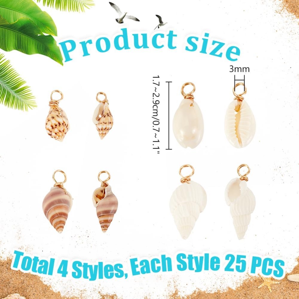 100pcs 4 Styles Natural Shell  - Body Jewelry Beach recensione e prezzo