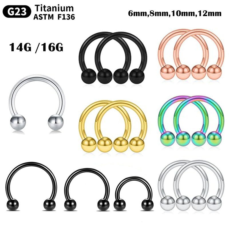 1/5Pcs Titanium Horseshoe Sept - Body Jewelry Nipple Rings recensione e prezzo