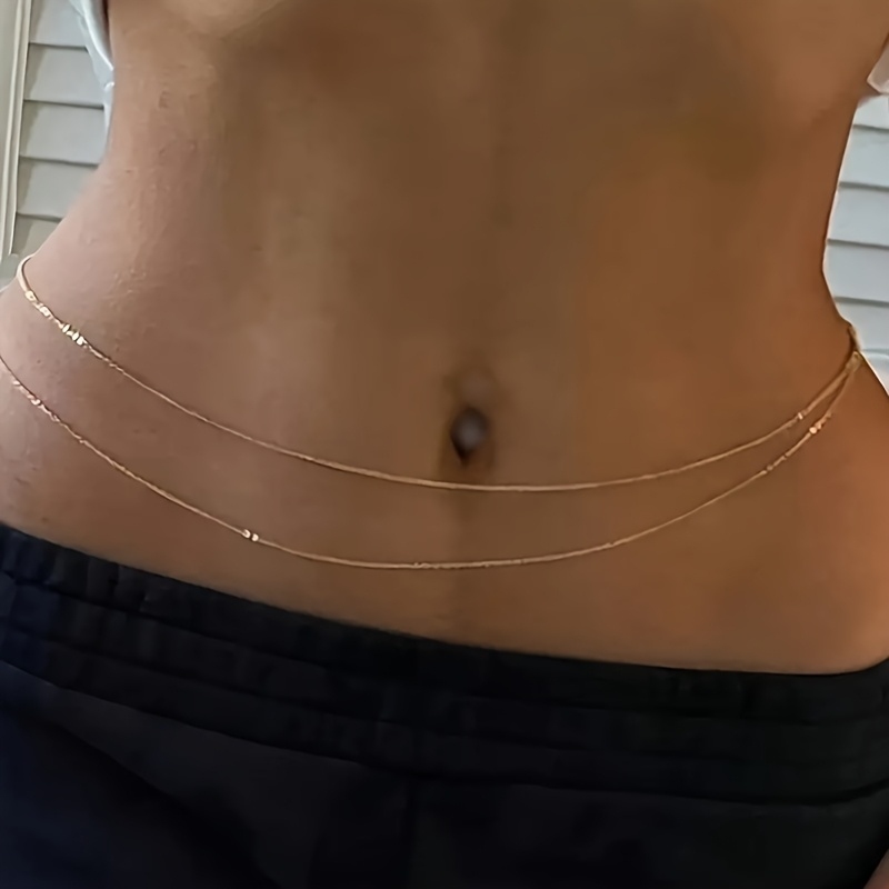 1Double-layer gold metal waist - Body Jewelry Beach recensione e prezzo