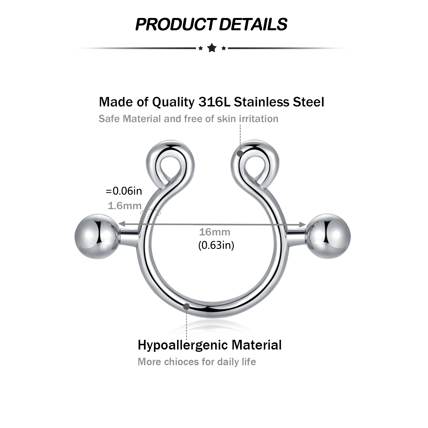 8Pcs Stainless Fake Nipple Rin - Body Jewelry Nipple Rings recensione e prezzo