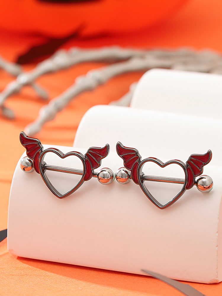 KUNIU2pcs Punk Dark Heart Wing - Body Jewelry Nipple Rings recensione e prezzo