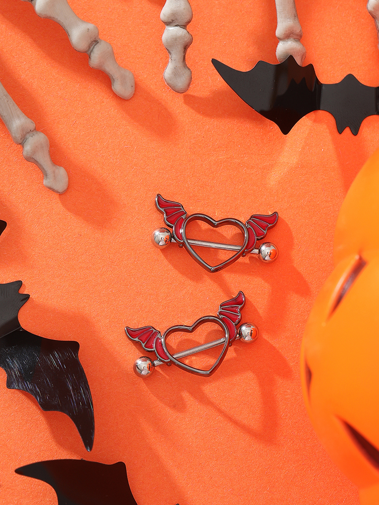 KUNIU2pcs Punk Dark Heart Wing - Body Jewelry Nipple Rings recensione e prezzo