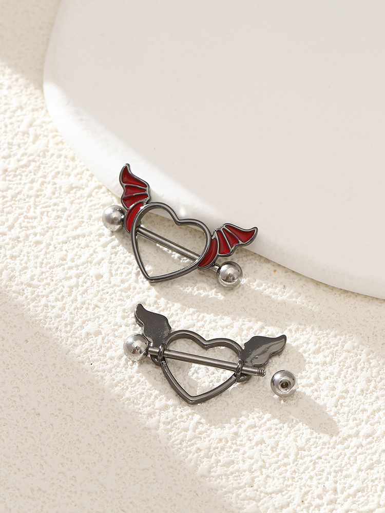 KUNIU2pcs Punk Dark Heart Wing - Body Jewelry Nipple Rings recensione e prezzo