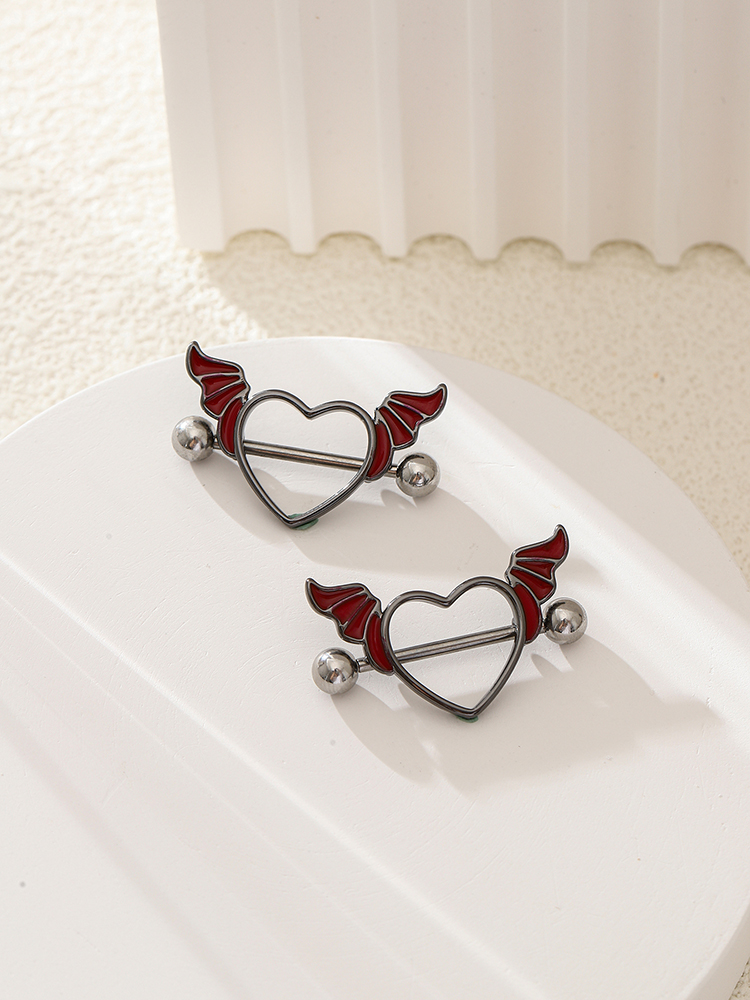 KUNIU2pcs Punk Dark Heart Wing - Body Jewelry Nipple Rings recensione e prezzo